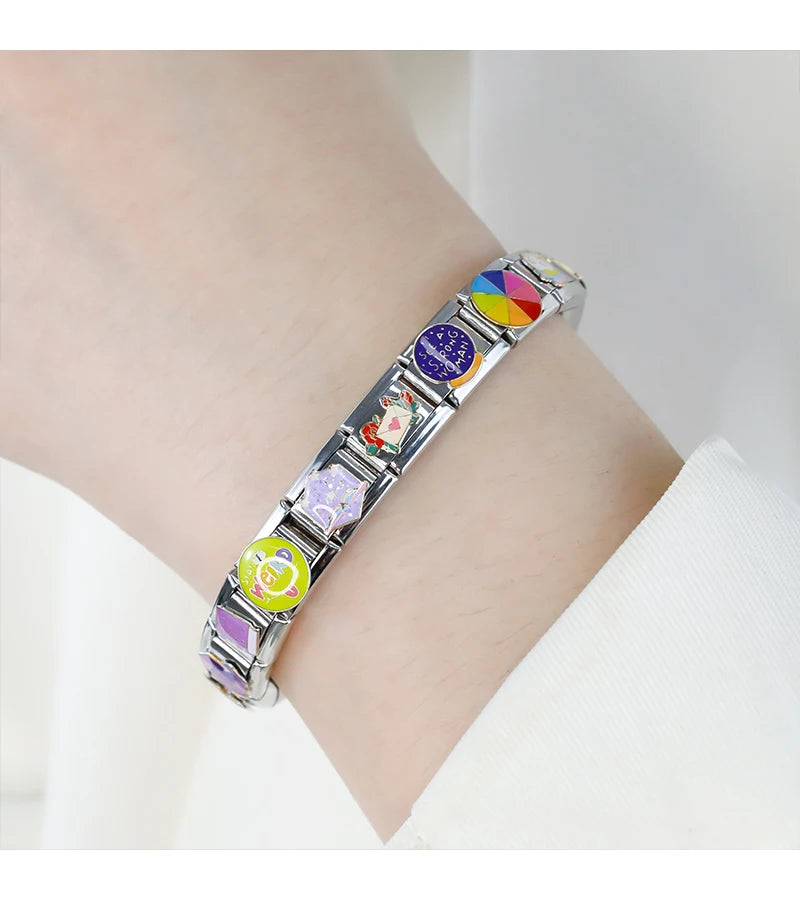 Hapiship 2024 Women's Gift Cool Coffee Book Italian Charms Links Beads Fit 9mm Stainless Steel Bracelet Making Jewelry DJ1349-A