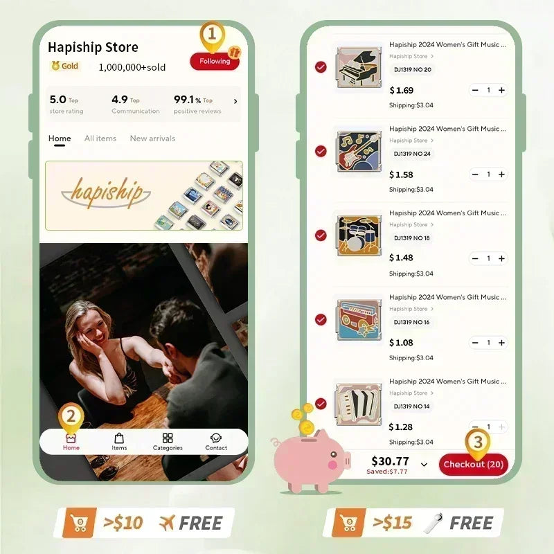 Hapiship 2025, venta al por mayor, Luna, corazón, estrella, abalorio italiano apto para pulsera de acero inoxidable de 9mm, envío directo, joyería para mujer DJ1443