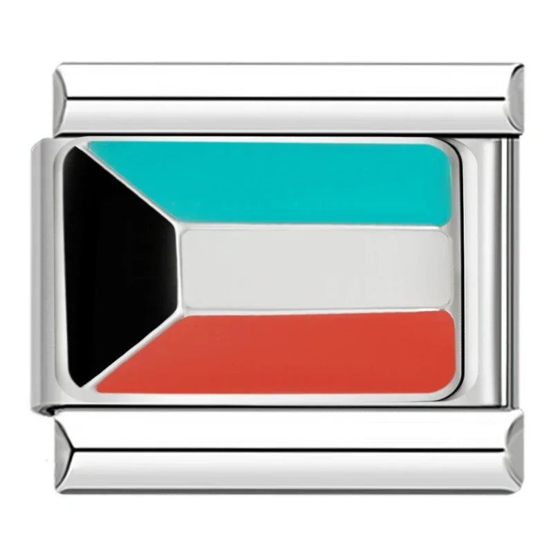Hapiship-abalorio italiano con bandera nacional del mundo, Margarita Original, compatible con pulsera de 9mm, fabricación de joyas de acero inoxidable DJ046
