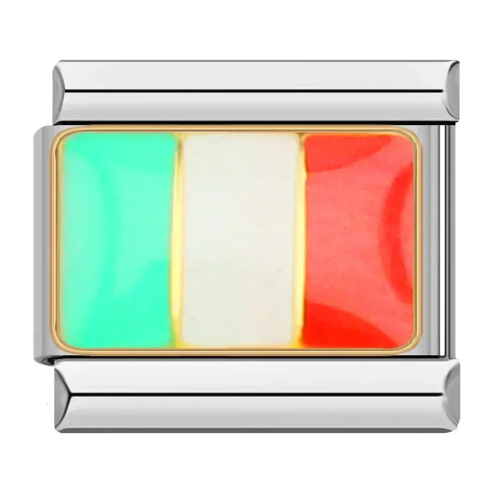 Hapiship-abalorio italiano con bandera nacional del mundo, Margarita Original, compatible con pulsera de 9mm, fabricación de joyas de acero inoxidable DJ046