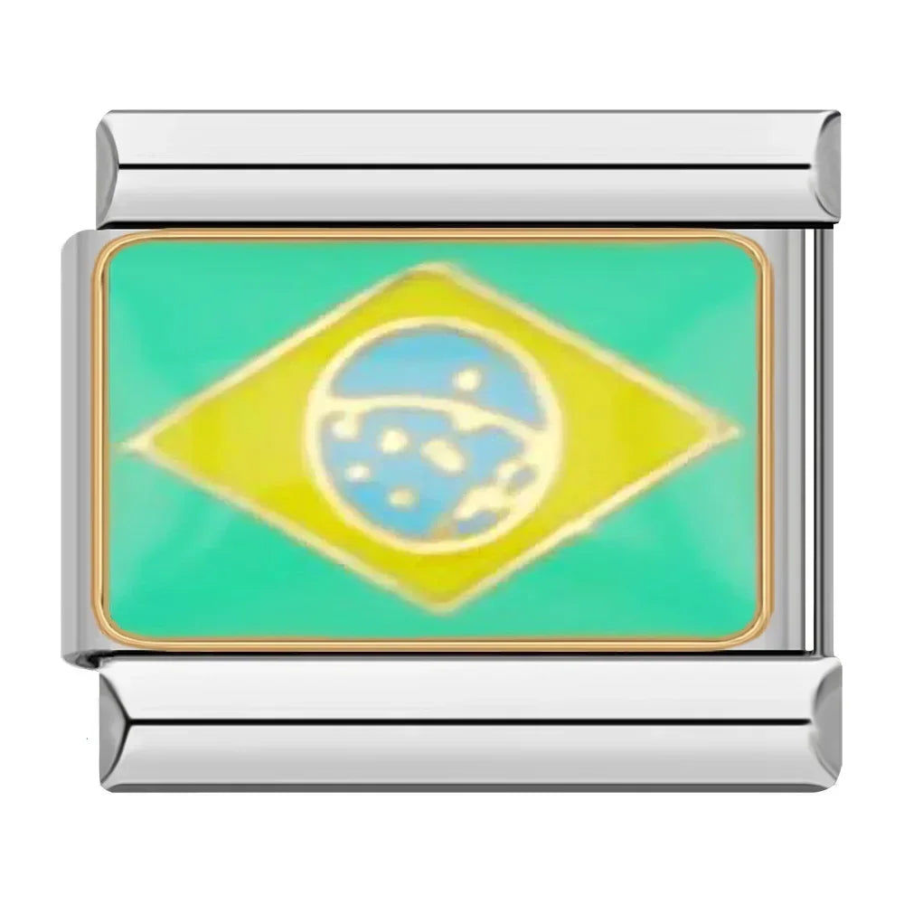 Hapiship-abalorio italiano con bandera nacional del mundo, Margarita Original, compatible con pulsera de 9mm, fabricación de joyas de acero inoxidable DJ046
