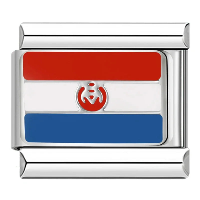 Hapiship-abalorio italiano con bandera nacional del mundo, Margarita Original, compatible con pulsera de 9mm, fabricación de joyas de acero inoxidable DJ046