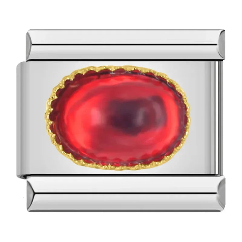 Hapiship 2024 mujeres esmalte rojo flor corazón Kiss Me encantos enlaces italianos ajuste 9mm pulsera de acero inoxidable hacer joyería ZH003