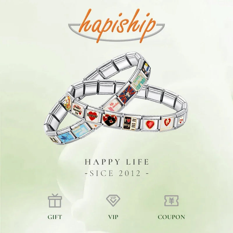 Hapiship-abalorio italiano con bandera nacional del mundo, Margarita Original, compatible con pulsera de 9mm, fabricación de joyas de acero inoxidable DJ046
