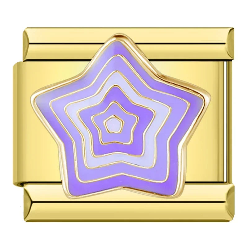 Hapiship, envío directo, 2024, Luna, estrella, ojo, dorado, italiano, eslabones aptos para pulsera de acero inoxidable de 9mm, joyería al por mayor DJ1373-A