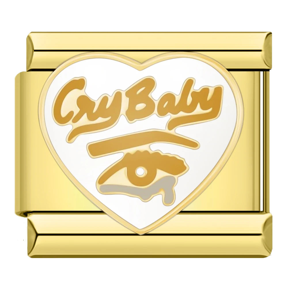 Hapiship, envío directo, 2024, Luna, estrella, ojo, dorado, italiano, eslabones aptos para pulsera de acero inoxidable de 9mm, joyería al por mayor DJ1373-A
