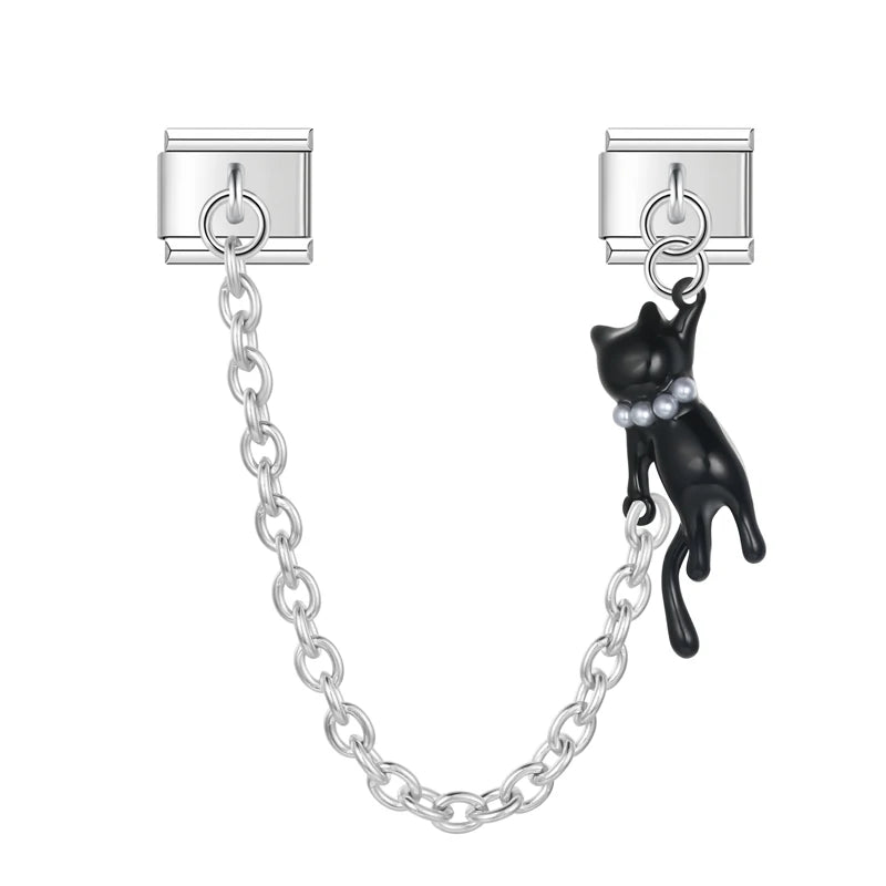 Hapiship 2024 nueva moda 26 letras en inglés eslabones de encanto italiano aptos para pulsera de acero inoxidable de 9mm hacer joyería de mujer DJ110