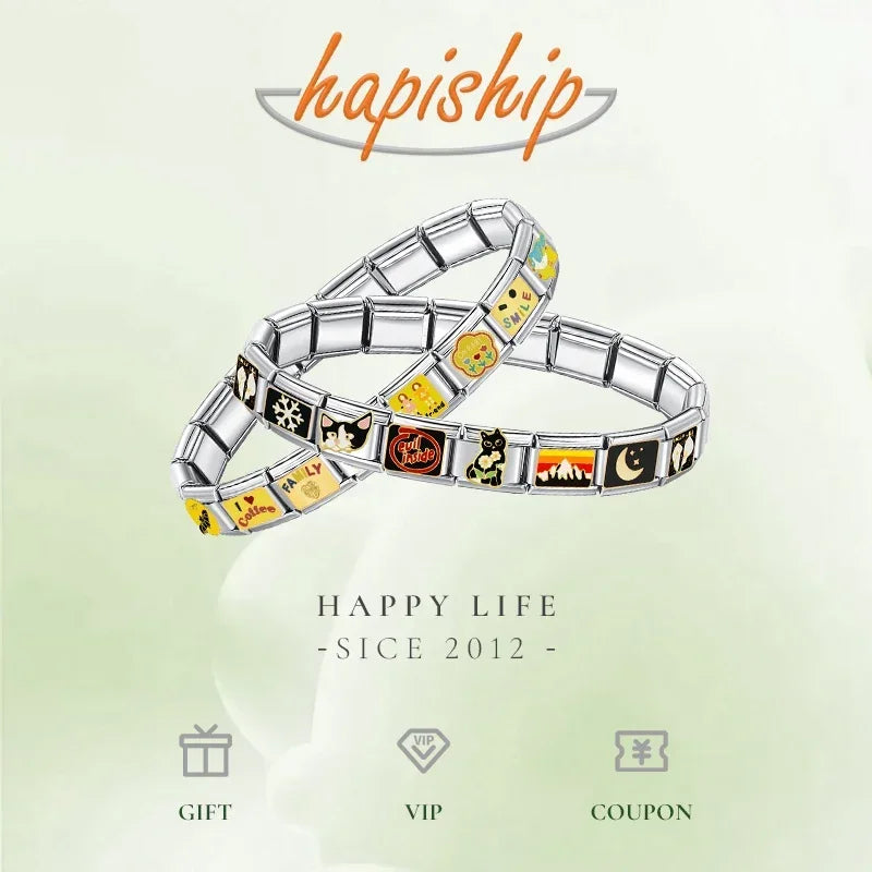 Hapiship 2024, regalo para mujer, libro de café fresco, abalorios italianos, cuentas de eslabones aptas para pulsera de acero inoxidable de 9mm, joyería DJ1349-A