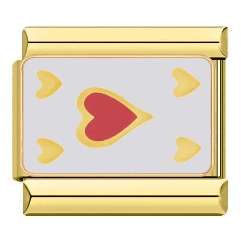 Hapiship, envío directo, bebida de paisaje de amor, abalorio italiano dorado apto para pulsera de acero inoxidable de 9mm, joyería al por mayor DJ1421-B