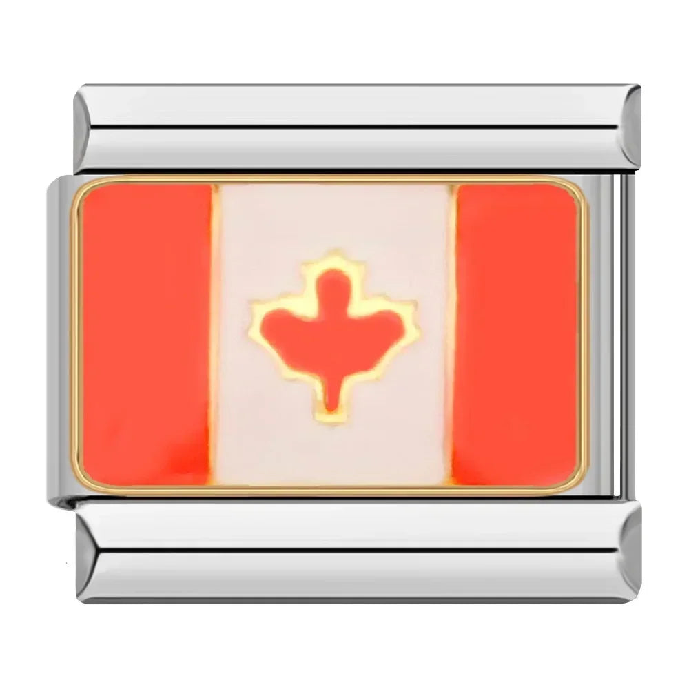 Hapiship-abalorio italiano con bandera nacional del mundo, Margarita Original, compatible con pulsera de 9mm, fabricación de joyas de acero inoxidable DJ046