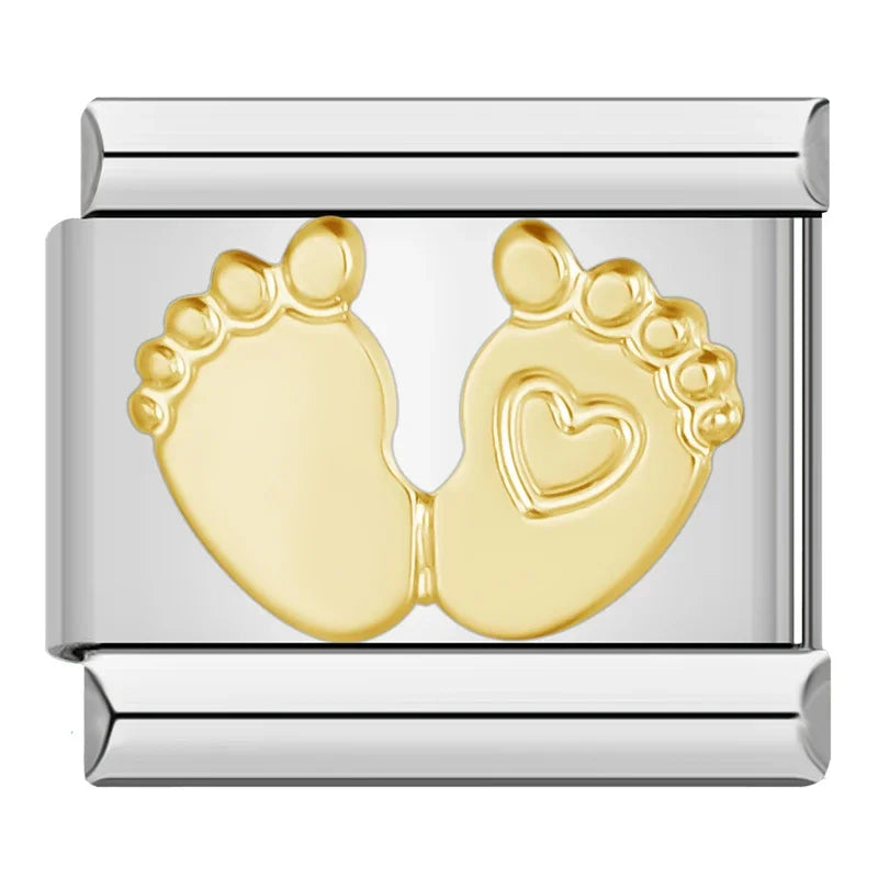 Hapiship 2024 New Elephant Sun Cross Bee Angel Camera Italian Charm Links Fit 9mm Bracelet Stainless Steel Making Jewelry DJ1188