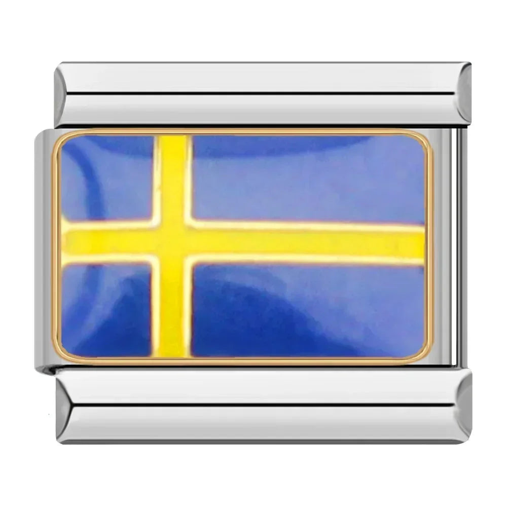 Hapiship-abalorio italiano con bandera nacional del mundo, Margarita Original, compatible con pulsera de 9mm, fabricación de joyas de acero inoxidable DJ046