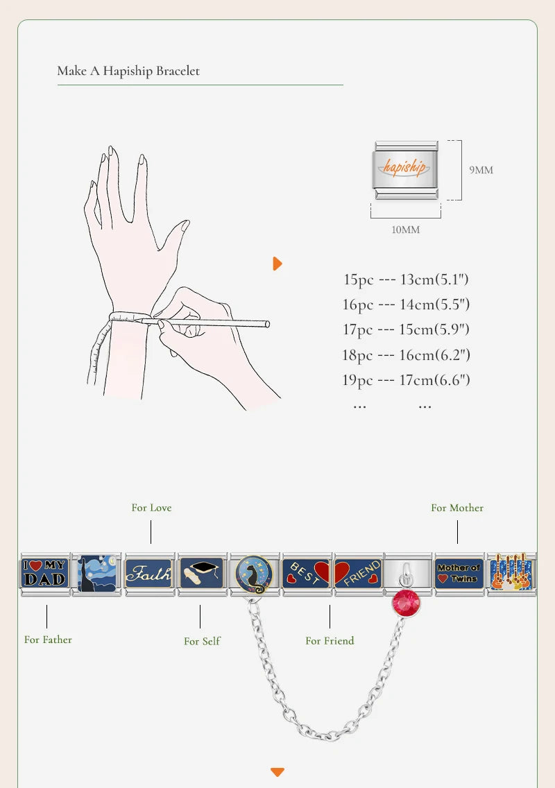 Hapiship 2024 New Elephant Sun Cross Bee Angel Camera Italian Charm Links Fit 9mm Bracelet Stainless Steel Making Jewelry DJ1188